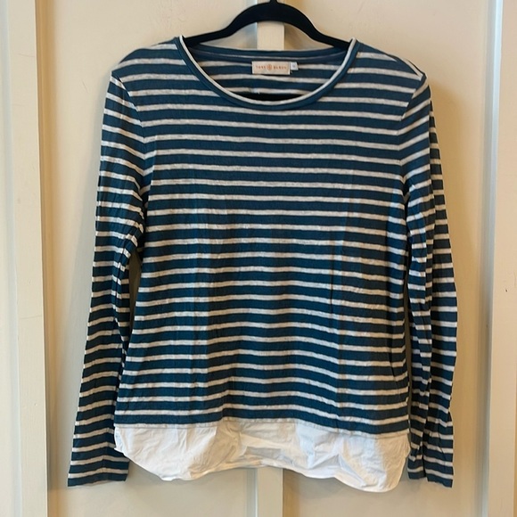 Tory Burch Striped Linen Long Sleeve Blouse - Picture 1 of 4